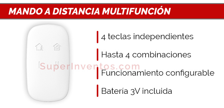 Mando a distancia multifuncionar compatible con la alarma Hikvision AX-Pro 96
