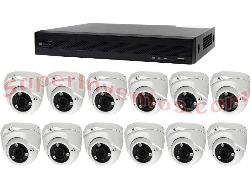 Kit de vigilancia 12 cámaras UHD lente varifocal