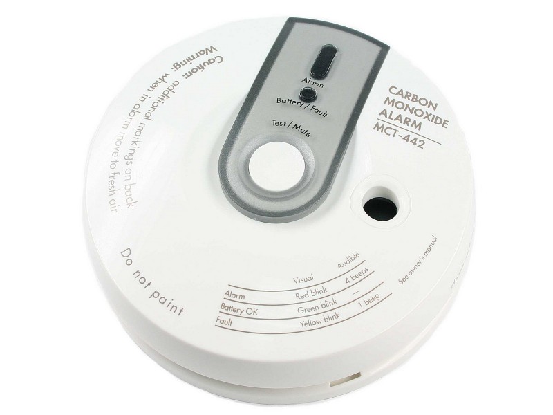 Sensor inalámbrico con sirena integrada que se se activa automáticamente al detectar monóxido de carbono
