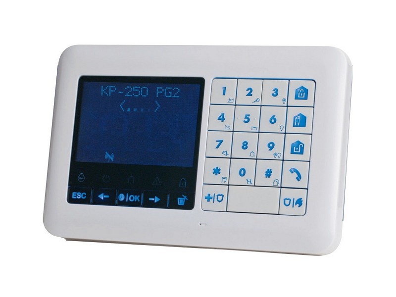 Teclado con pantalla táctil LCD y zona de lectura RFID para realizar múltiples funciones en la consola PowerMaster PG