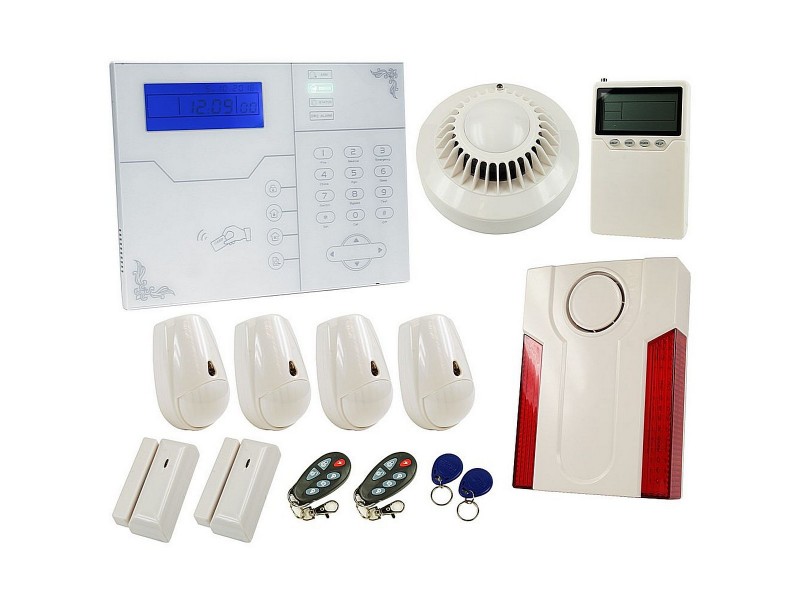 Completo sistema de alarma en propiedad y sin cuotas que incluye varios detectores anti intrusión, sensor de humos y sirena
