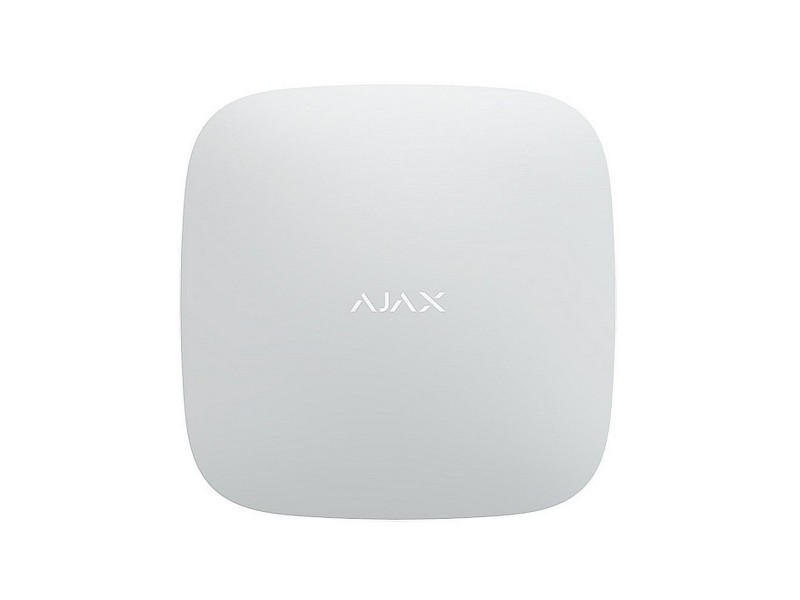 Hub básico de AJAX en color blanco, con módulo GSM integrado y conexión LAN, con app móvil