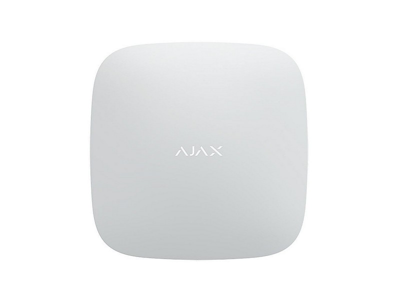 Consola central Hub 2 de AJAX en color blanco, compatible con todos los accesorios y periféricos como MotionCam de AJAX
