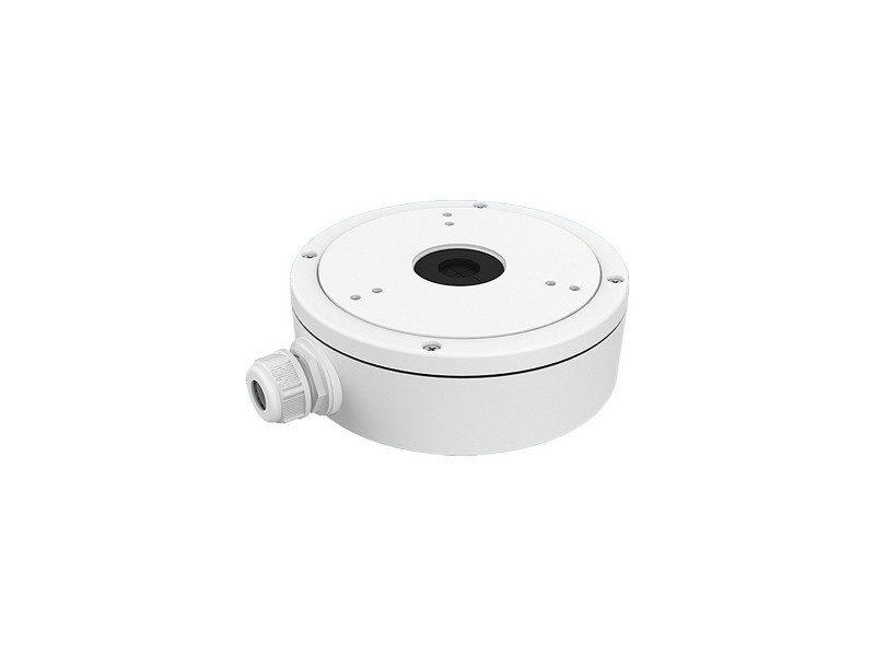Caja de aluminio circular para proteger las conexiones e instalación eléctrica de un sistema de videovigilancia en el exterior