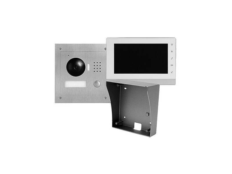 Videoportero IP con cámara de exterior y monitor, compatible con app móvil para visualizar, hablar, escuchar y abrir la puerta