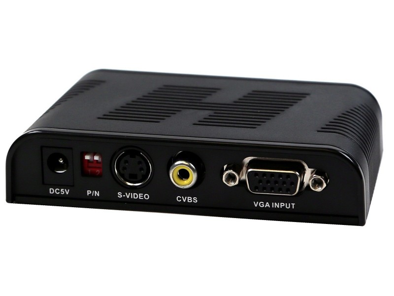 Convertidor de vídeo que le permite transformar una señal de vídeo VGA en 3 señales distintas de vídeo: VGA, CVBS y S-Video