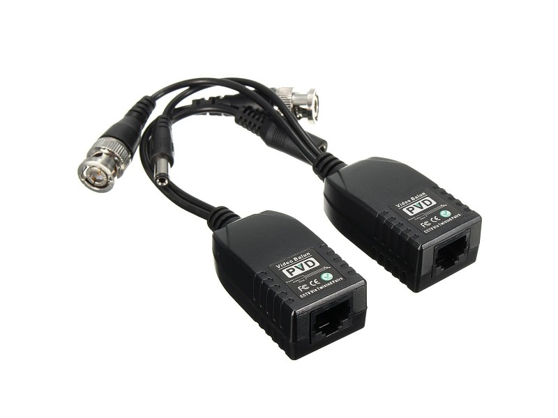 Pareja de balun que permite transmitir la señal de vídeo y alimentación de una cámara BNC a través de un cable UTP