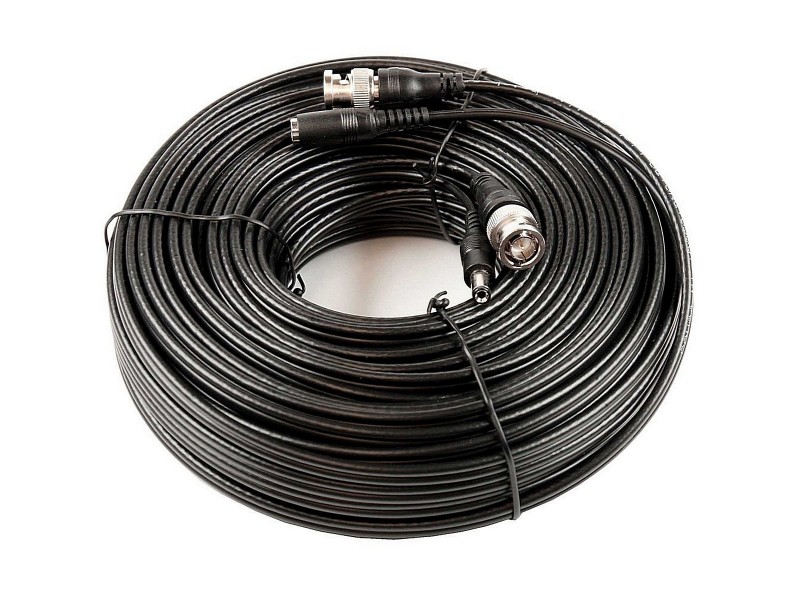 Bobina de cable de 40 metros de vídeo coaxial y cable de alimentación ya confeccionado, con sus conectores