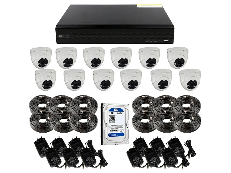 Sistema de videovigilancia completo con calidad de imagen Ultra HD en 5 MP, grabador con conexión a Internet y accesorios