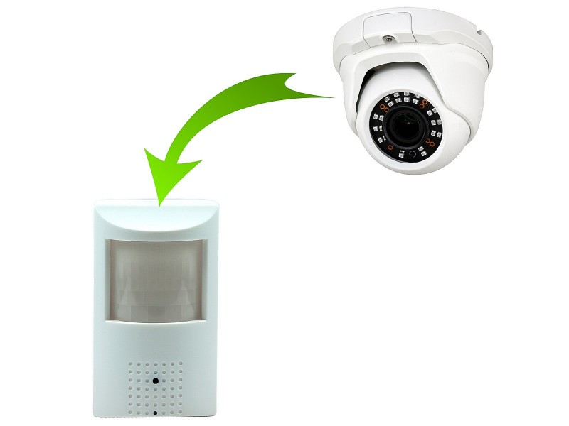 Referencia de sustitución de la cámara domo básica de los kits Full HD por el espía oculta en un detector PIR