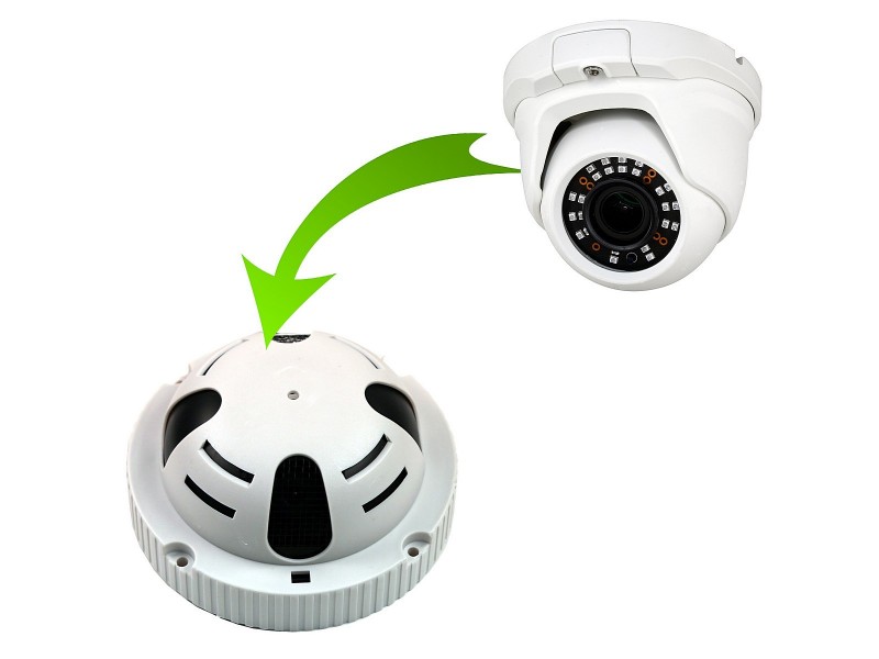 Referencia de sustitución de la cámara domo básica de los kits Full HD por el modelo espía oculto en detector de humos