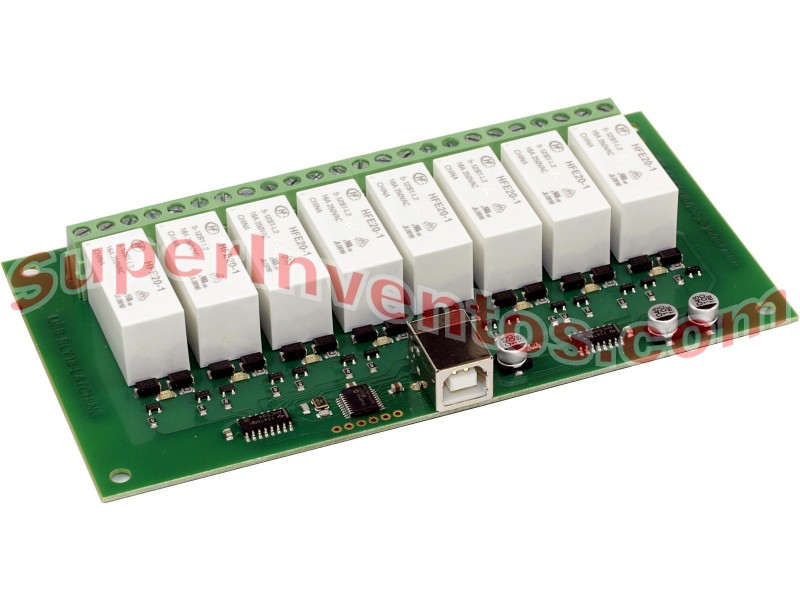 Controlador de 8 relés latch alta potencia USB RLY16L