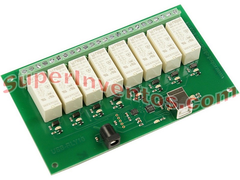 Viscoso Hazme regla Circuito controlador de 8 relés alta potencia USB RLY16