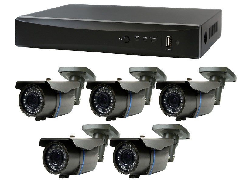Kit de vigilancia Full HD con 5 cámaras varifocales de exterior