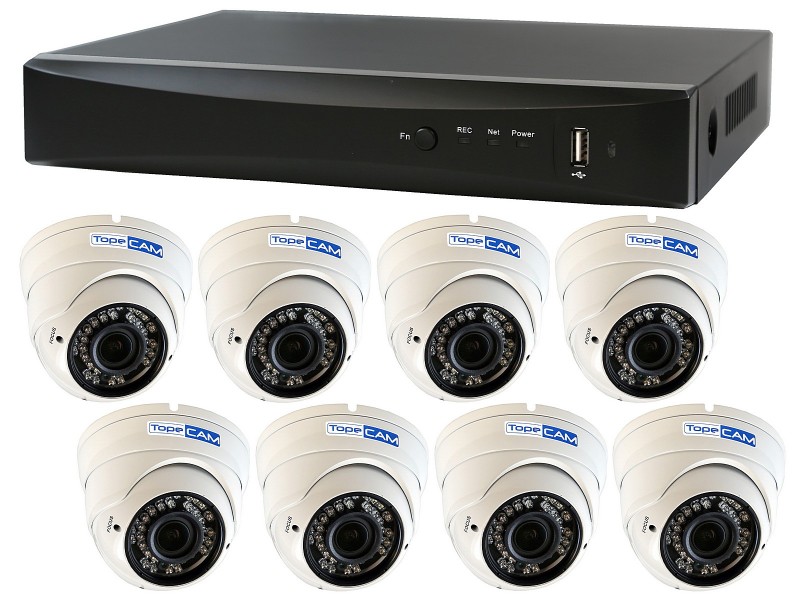 Kit de vigilancia Full HD 1080p con 8 cámaras varifocales
