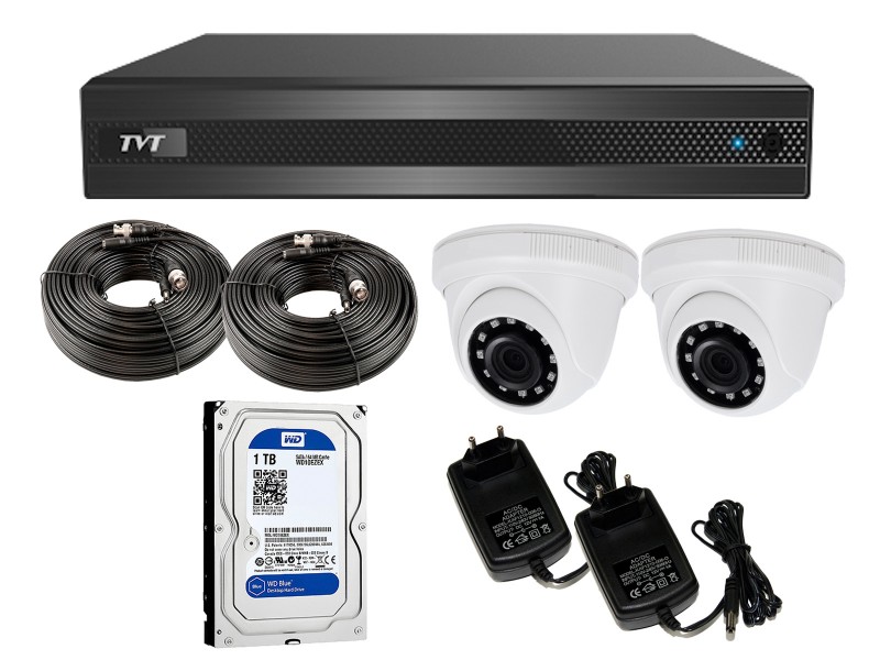 kit videovigilancia completo 2 cámaras con grabador DVR 1080p