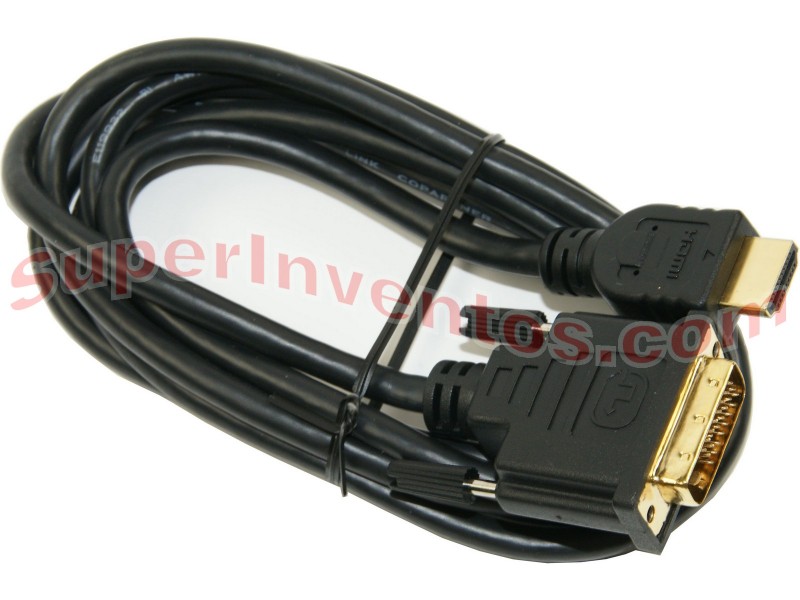 Cable HDMI a DVI 1,8 metros con contactos dorados