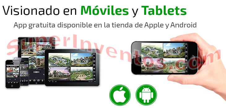Kit de videovigilancia compatible con móviles y tablets a través de aplicación gratuita.