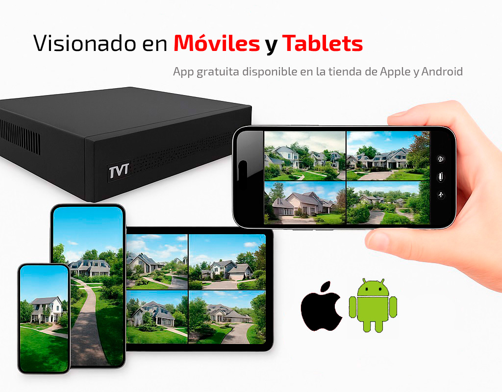 El grabador Full HD para 16 cámaras es accesible desde móviles y tablets.
