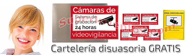 Carteles de Cámaras Videovigilancia gratis con el kit con cámaras varifocales.