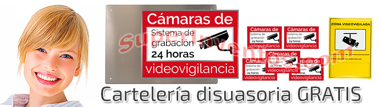 Carteles disuasorios de cámara conectada gratis con el kit de vigilancia en 5 Megapíxeles.