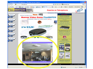 Vídeo procecente de una cámara IP FlexWATCH incrustado en una página web corporativa. Clic para ampliar