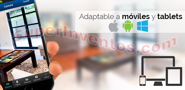 Cámara 4G con movimiento y zoom compatible con móviles y tablets.
