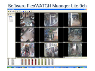 Software de televigilancia gratuito FlexWATCH Manager Lite para 9 cámaras. Clic para ampliar