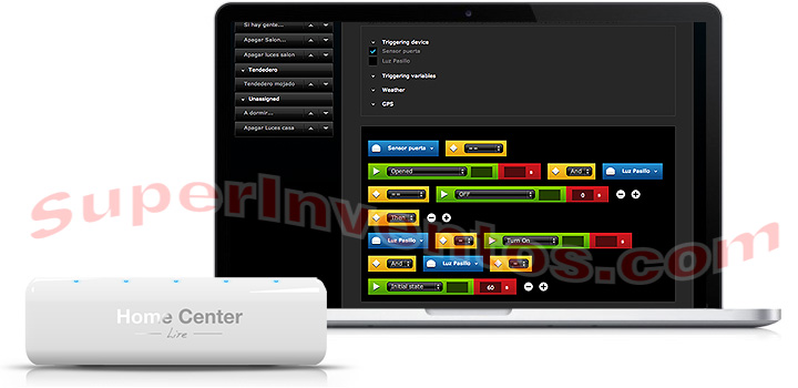 Home Center Lite le permite automatizar su casa o negocio mediante configuración de rutinas.