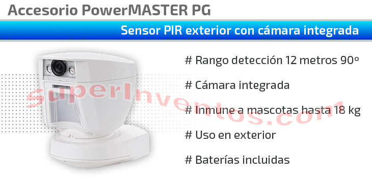 Sensor PIR exterior con cámara integrada TOWER CAM PG2 para alarmas PowerMASTER