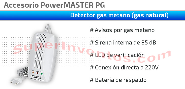 Detector de gas metano (gas natural) para alarmas PowerMASTER GSD-441
