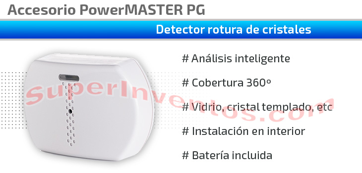 Detector de rotura de cristales apto para alarmas PowerMASTER GB 502 PG2
