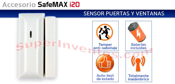 Sensores de apertura para puertas o ventanas SafeMAX i20.