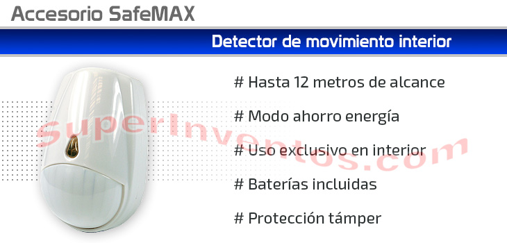 Detector de movimiento inalámbrico para interior alarma SafeMAX