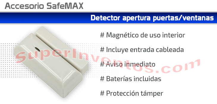 Sensor de apertura de puertas y ventanas para alarma SafeMax