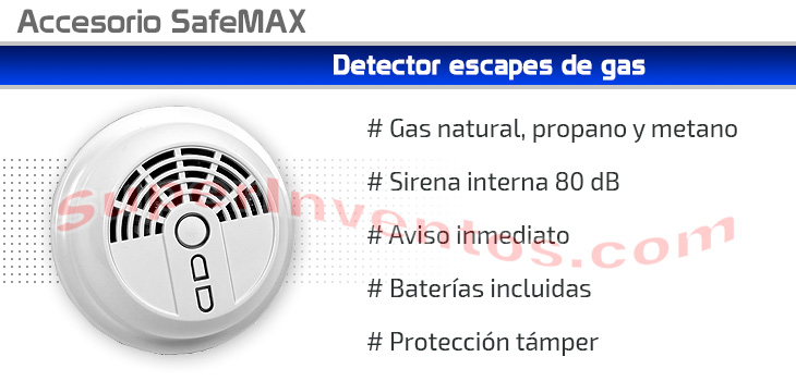 Detector inalámbrico de escapes de gas para viviendas o negocios SafeMax. 