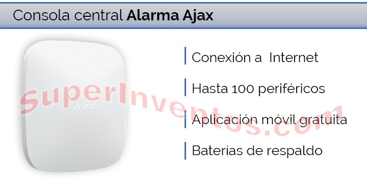 Ajax panel central con 100 zonas inalámbricas y conexión a Internet.