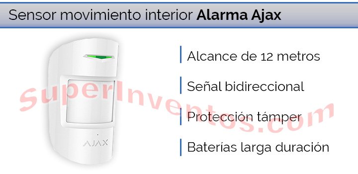 Detector PIR para interior compatible alarma AJAX