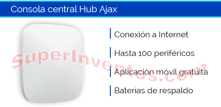 Consola central alarma Ajax Hub grado II con conexión a Internet.