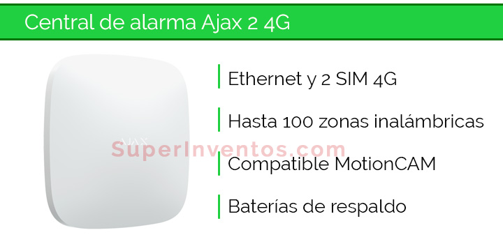 Central de alarma Ajax 2 con dual SIM 4G, Ethernet y compatible con MotionCAM