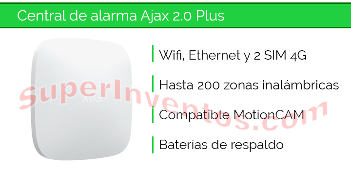 Central de alarma Ajax 2 PLUS con Wifi, Ethernet y 2 tarjetas SIM