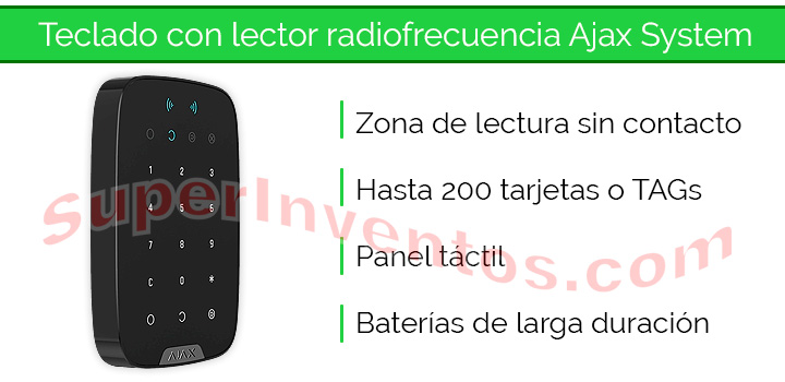 Ajax KeyPad Plus Negro con lector de radiofrecuencia para tarjetas sin contacto