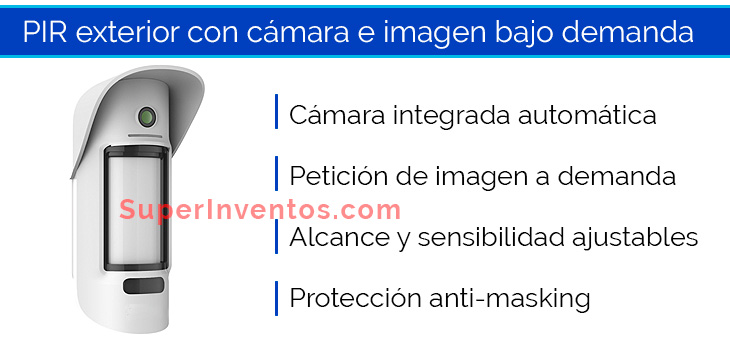 PIR exterior alarma Ajax System con detección de intrusos e imagen bajo demanda