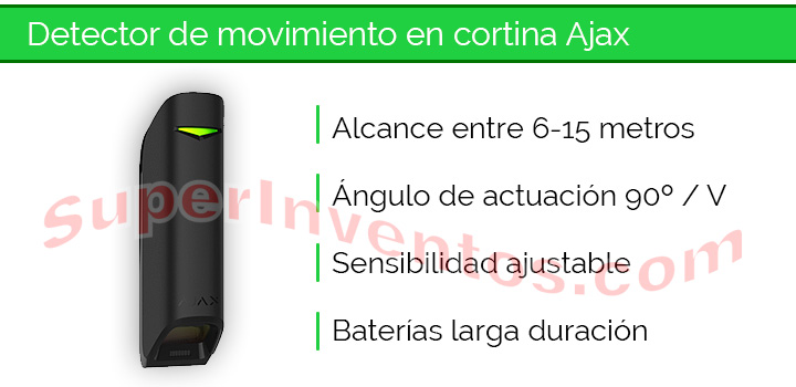 Detector de movimiento en cortina compatible con las alarmas Ajax