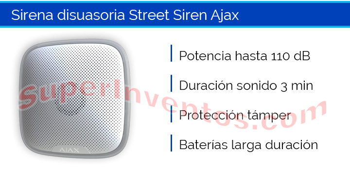 Ajax StreetSirena incluida en el kit de alarma Hub 2 PLUS 