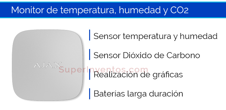 Monitor de temperatura, humedad y CO2 Ajax