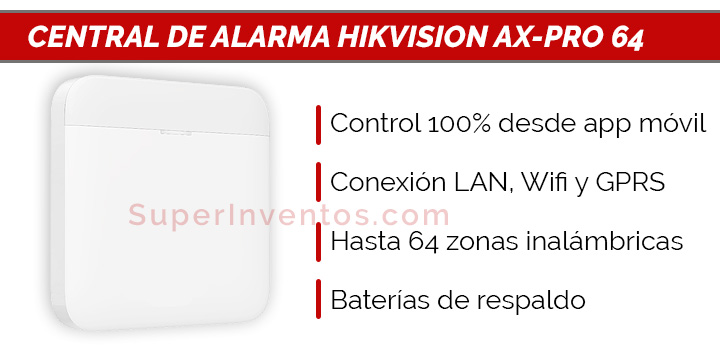 Central de alarma Hikvision AX Pro 64 con conexión IP, Wifi y GPRS
