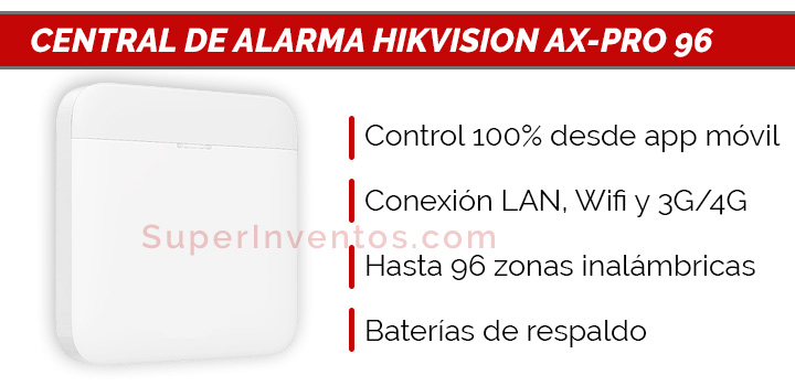 Central de alarma Hikvision AX-Pro 96 con triple vía de comunicación.