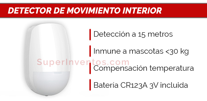 Detector de movimiento para interior compatible con la alarma Hikvision AX-Pro 64