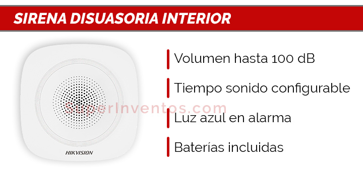 Sirena disuasoria para interior compatible con la alarma Hikvision AX Pro 
